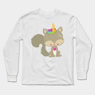 Unicorn Squirrel, Cute Squirrel, Little Squirrel Long Sleeve T-Shirt